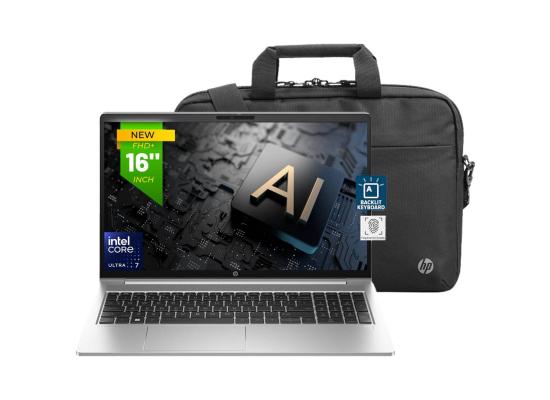 HP ProBook 460 G11 Business Laptop | intel Ultra 7 | 16GB RAM | 512GB SSD M.2 NVMe | 16-inch Full HD+, IPS| Backlit Keyboard - Fingerprint | Business HP Bag | Sliver